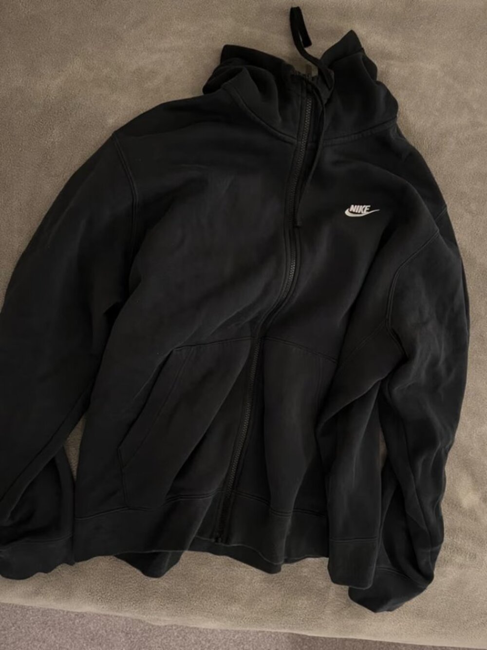 Nike Club Full-Zip Hoodie — Black, Size XL